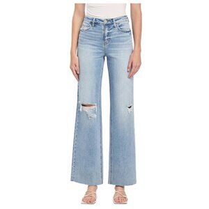 VERVET by Flying Monkey | High Rise Raw Hem Wide Leg Jeans (T6597)